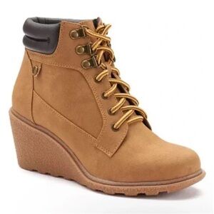 UNIONBAY Rapsody Women's Tan Wedge Ankle Boots Size 10
